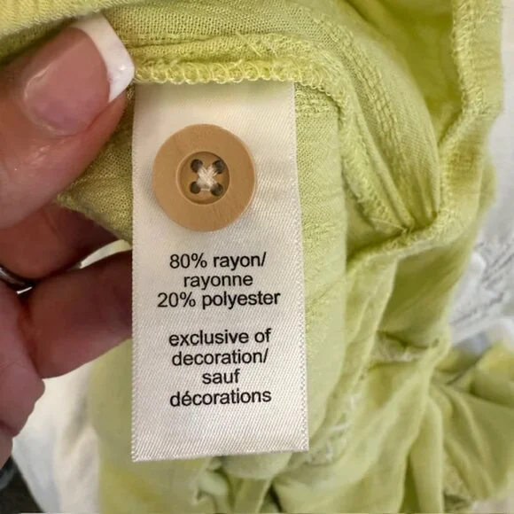 Maurices Top Women 2X Light Green Smocked Ruffle Split Neck Flutter Sleeve Boho - Picture 5 of 14